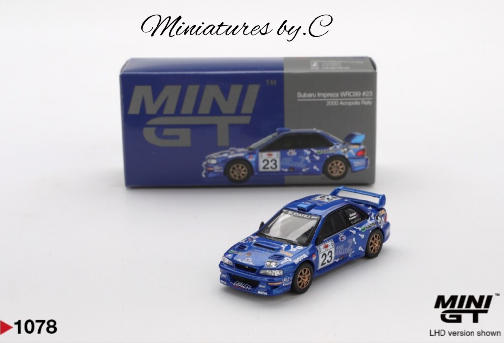 Mini GT- Subaru Impreza WRC99 #23 2000 Acropolis Rally- 1:64éme