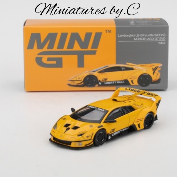 Mini GT- Lamborghini LB-Silhouette WORKS MURCIELAGO GT Evo Yellow- 1:64éme