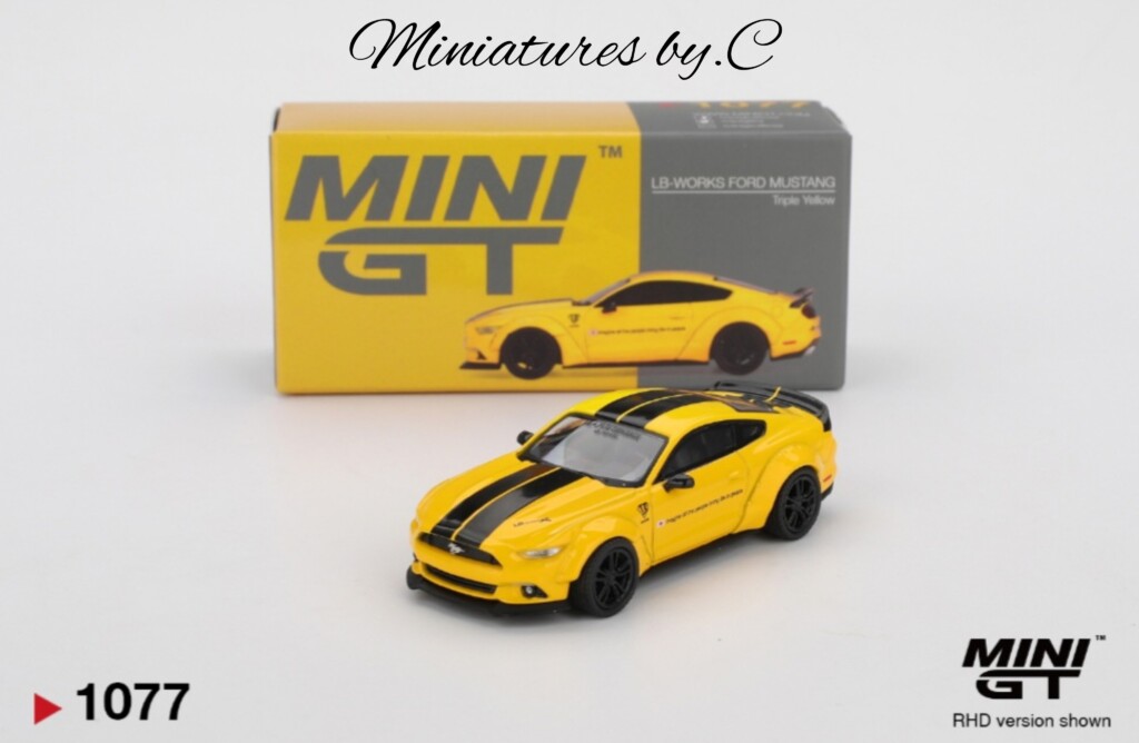 Mini GT LB-WORKS FORD MUSTANG Triple Yellow. 1:64éme