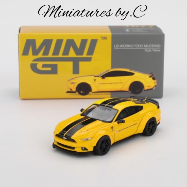 Mini GT LB-WORKS FORD MUSTANG Triple Yellow. 1:64éme